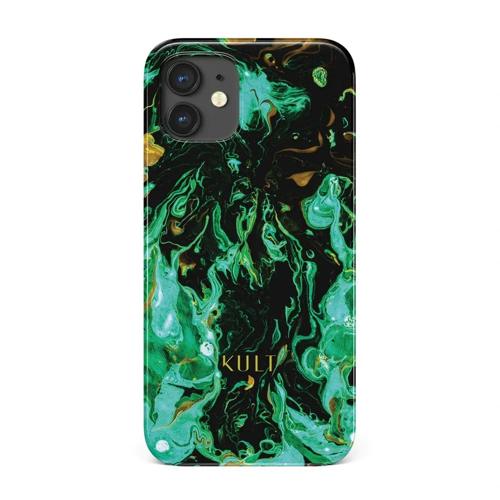 KULT iPhone 13 Pro Max Case Misty Emerald Green Black Snap-On Slim Marble Shell